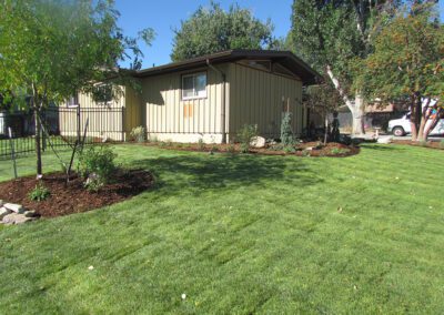 Newly placed sod on home